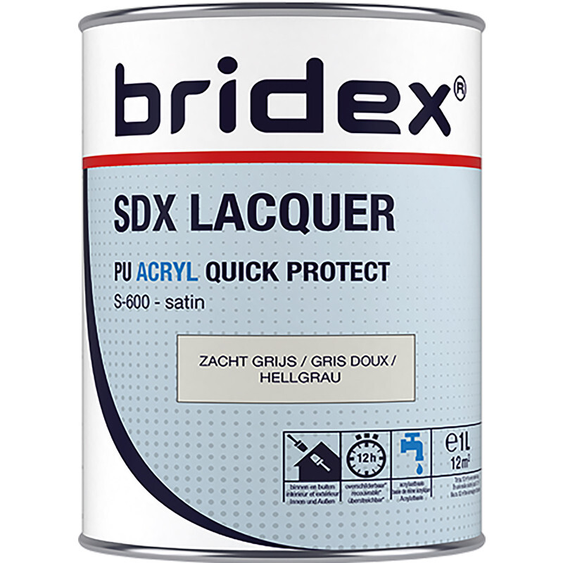 Bridex SDX Lacquer lak acryl 1L zacht grijs zijdeglans