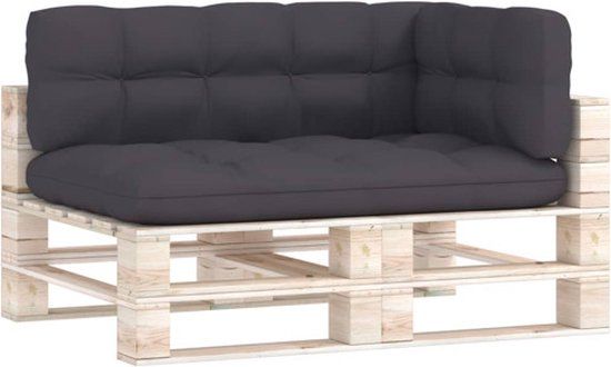 vidaXL Palletkussens - 3 stuks - Stof - Antracietkleurig