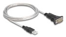 DeLOCK 64268 USB Type-A naar DB-9 Seriële Kabel, 1 m, Zwart/Transparant