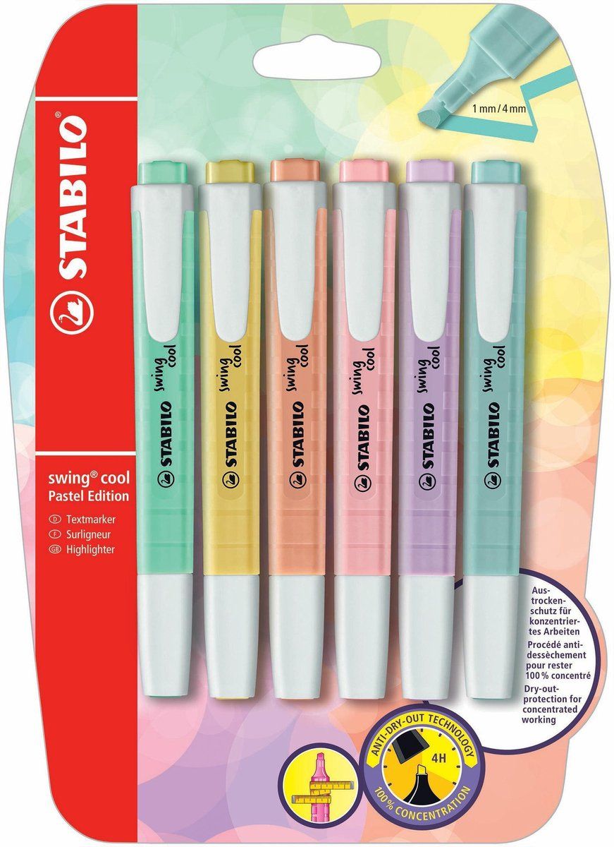 Stabilo Swing Cool Pastel - 6 Pastelkleuren - Markeerstiften