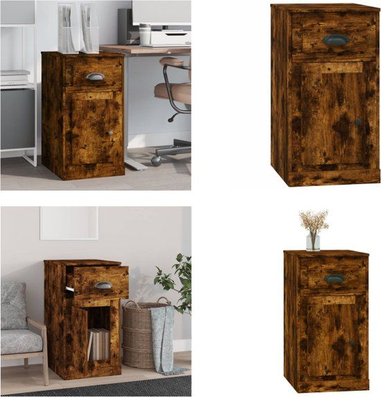 vidaXL Bijzetkast met lade 40x50x75 cm bewerkt hout gerookt eikenkleur