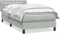 vidaXL Boxspringbed met matras, fluweel, lichtgrijs, 80x220 cm