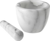 Westmark Vijzel met stamper van marmer, hoog, binnendiameter: ca. 7,5 cm, Gourmet, wit/grijs, 69592260