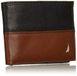 Nautica Leren reisportemonnee voor heren, tweekleurig, Zwart/Cognac, One Size