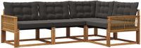 vidaXL - Hoek loungeset - Acacia hout - Naturel en zwart - 4 zitplekken