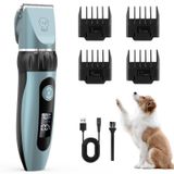 OEM Stille trimmer voor honden en katten, draadloos, met 4 opzetstukken, blauw