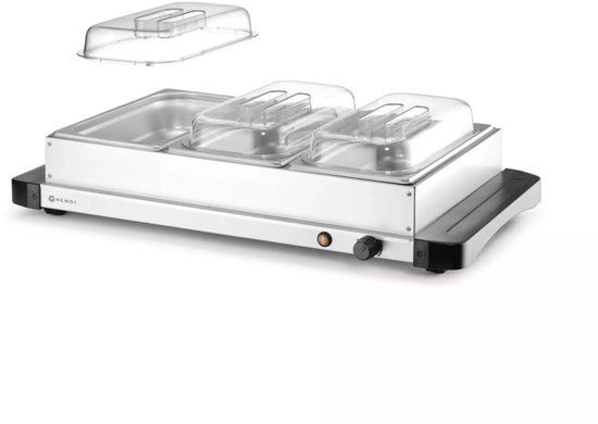 HENDI Voedselverwarmer - roestvrij staal - 3 GN-bakken - 40-75°C - 657x381x161mm