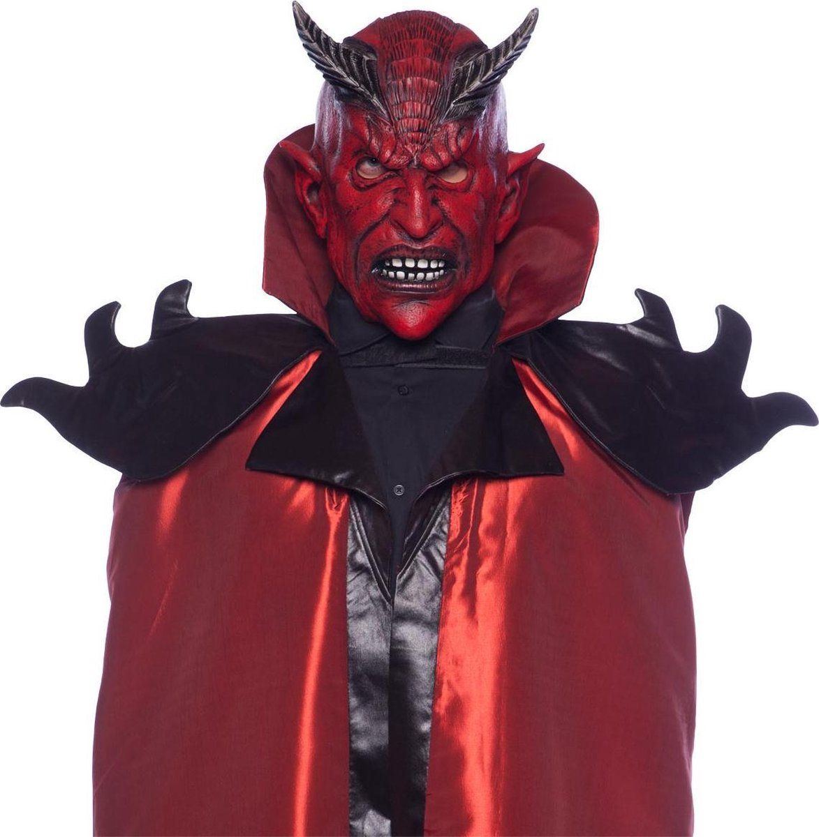 HALLOWEEN Horns Devil Masker Latex - Rood - 8714572238250