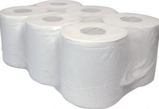 Poetspapier Recycled 2-laags 150 Meter 6 Stuks - Wit