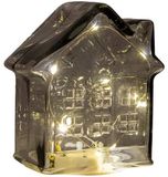 Annas Collection Huisje glas LED 12,5x7,5 grijs