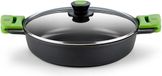 BRA Prior Lage steelpan met glazen deksel en siliconen handgrepen, 36 cm
