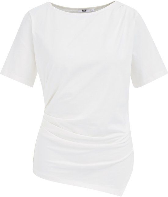 WE Fashion Dames T-shirt met plooidetail