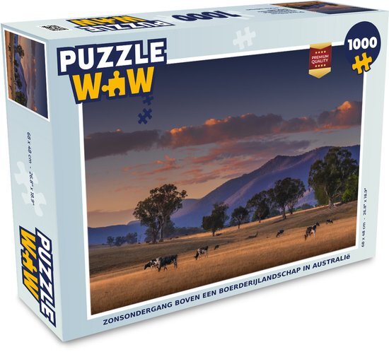 MuchoWow Puzzel Boom - Berg - Koe - Legpuzzel - Puzzel 1000 stukjes volwassenen