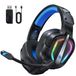 Fachixy FC200 Wireless Gaming Headset, 2,4 G Bluetooth headset met microfoon voor PS5, PS4, pc, switch, opvouwbare gaming-hoofdtelefoon, lage latentie ruisonderdrukking, met ledlicht, 40 uur