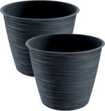 Prosperplast Paintstripe - Bloempot - Ø 17 cm - Antraciet grijs - 2 stuks