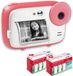 AGFA Photo Realikids Instant Cam Pack + 6 extra rollen ATP3WH thermisch papier – instant camera voor kinderen, lcd-display van 2,4 inch, lithiumbatterij, selfiespiegel en fotofilter – roze