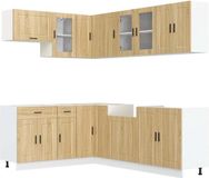 vidaXL - 11-delige - Keukenkastenset - Porto - Bewerkt - Hout - Sonoma - Eikenkleur