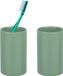 Spirella gobelet à boire/porte-brosse à dents Sienna - 2x - porcelaine - sauge vert brillant - 7 x 11 cm