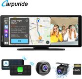 Carpuride W903 Draagbaar CarPlay-scherm met dashcam-scherm HD IPS 9,3, 4K-camera voor en achter, draadloze CarPlay en Android Auto, lusopname, Bluetooth, Mirror Link, GPS, Siri, montage op dashboard