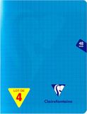 Clairefontaine 323751AMZC Mimesys Pak met 4 Geniete Notitieboekjes - 17x22 cm - 48 Pagina's Grote Ruit - Wit Papier 90 g - Polypro Omslag - Kleur Blauw