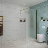 FortiFura Galeria inloopdouche - 90x200cm - Mat glas - Met profiel - Veiligheidsglas - Geborsteld koper