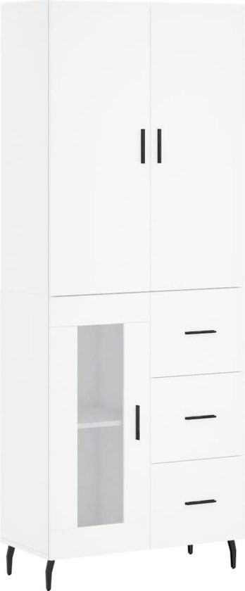 vidaXL Hoge kast 69,5x34x180 cm bewerkt hout wit