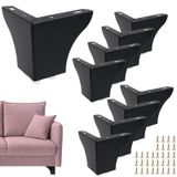 Omgoods - Pieds de meuble, 10 cm - Noir - Jeu de 8 pièces - Acier inoxydable