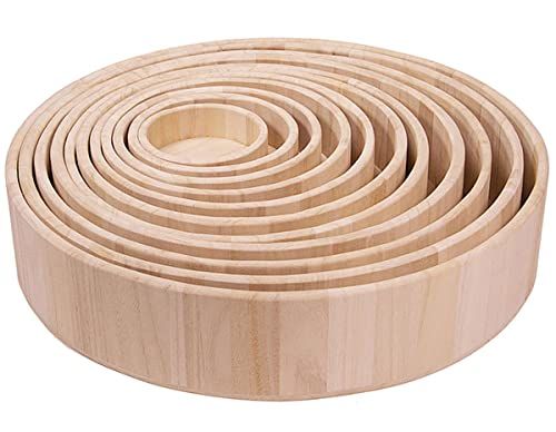 INNSPIRO Set van 11 ronde dienbladen van balsahout - 8428885074442