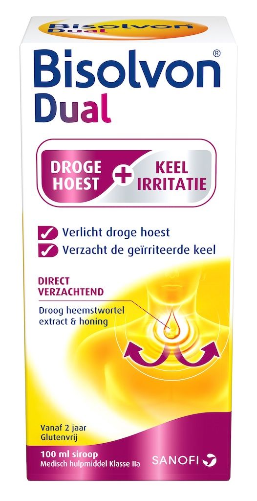Bisolvon Dual Droge Hoest + Keelirritatie Siroop - 8712172866170