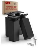 Pieds de meuble réglables Set de 4 - Aluminium - Noir