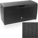 Casaria Opbergbox 310L UV-Bestendig Weerbestendig Wielen Tuinbox Rotan-look Antraciet