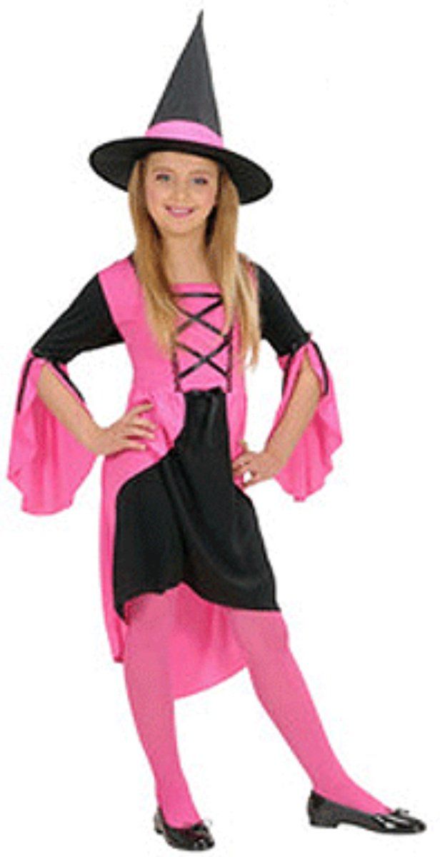 Widmann Halloween Heksen kostuum roze kinderen 128 - Geel