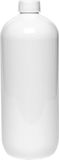 Merkloos Lege plastic fles 1 Liter PET wit - met witte ribbeldop - set van 10 stuks - Navulbaar - leeg