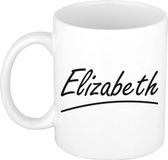 Bellatio Decorations Elizabeth Naam koffiemok - beker - met sierlijke letters - wit - 300 ml
