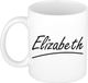 Bellatio Decorations Elizabeth Naam koffiemok - beker - met sierlijke letters - wit - 300 ml