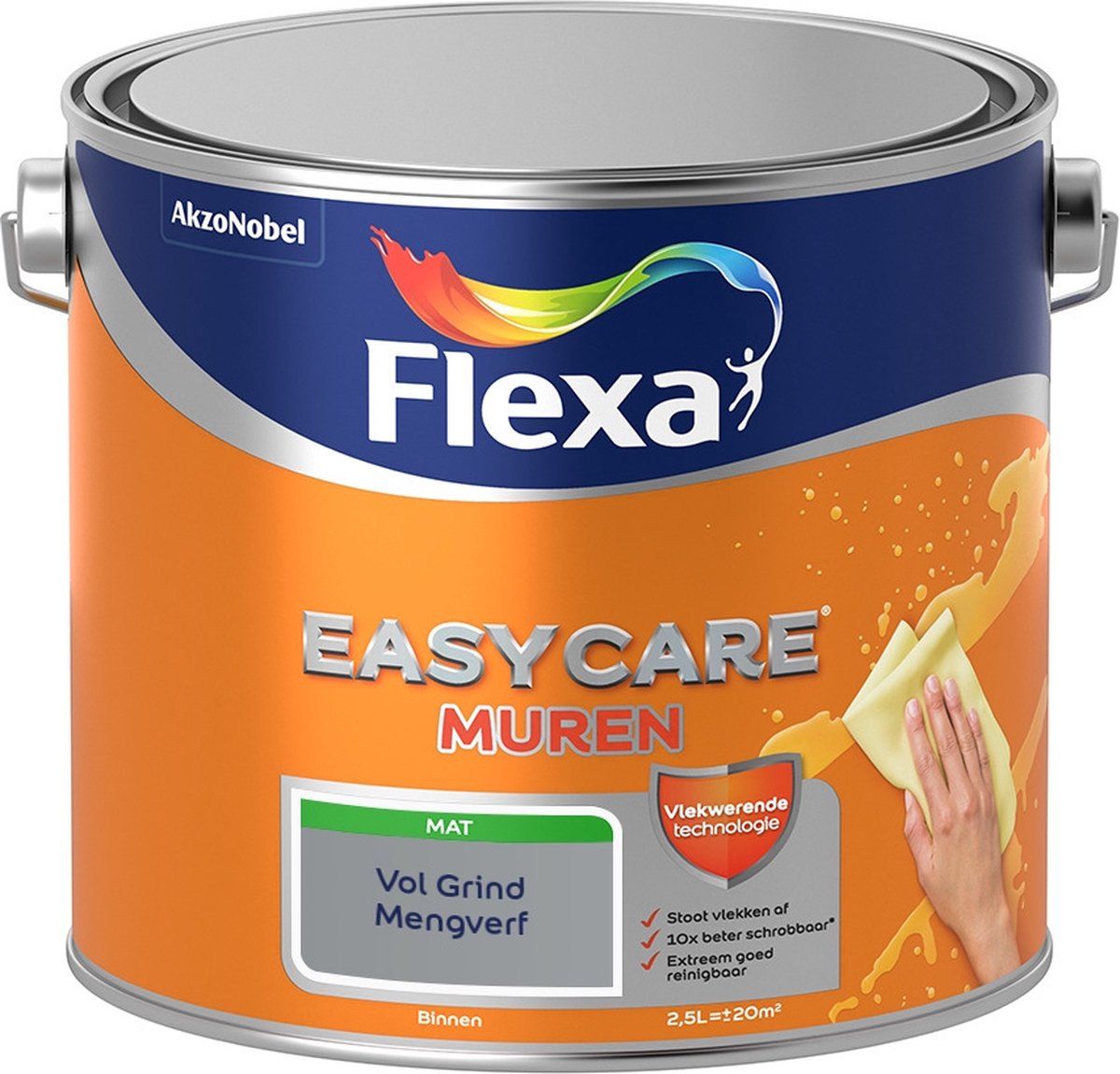 FLEXA Easycare Muurverf - Mat - Mengkleur - Vol Grind - 2,5 liter