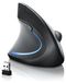 CSL Souris verticale, sans fil, gaucher, souris ergonomique avec Bluetooth et 2,4 GHz, 1000 à 2400 dpi, capteur optique, prévient le bras de souris, convient aux PC et ordinateurs portables, noir