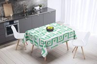 Bonamaison Tafelkleed, Anti-Mold, Sneldrogend, Waterdicht, 100% Polyester Tafellaken, Petroleum Groen, Wit, 140 x 140 Cm