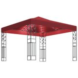 vidaXL Prieel met LED-lichtslinger 3x3 m Wijnrood