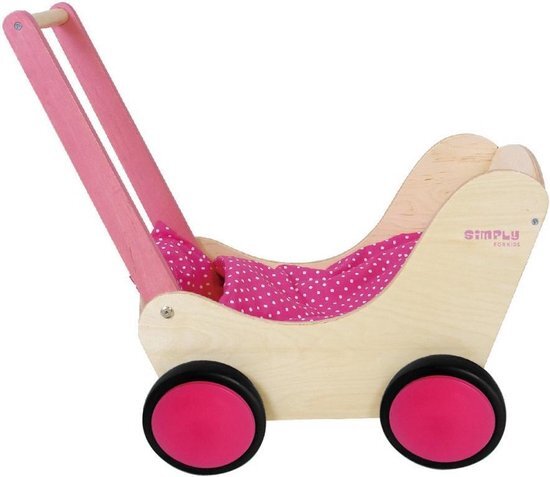 Simply for Kids Houten Poppenwagen roze