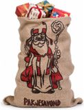 Bellatio Decorations Jute cadeau zak - Sinterklaas zak - met print en tekst - 63 x 100 cm - Pakjesavond