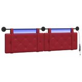 vidaXL - Hangend hoofdbord met LED-verlichting, wijnrood, kunstleer