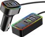 Avizar, autolader 22,5W met 3x USB-C en 3x USB, inclusief 1,5 meter verlengkabel, zwart