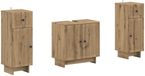 vidaXL - 3-delig - badkamerkast - set - EDE - Artisanaal - eiken - Bewerkt - hout