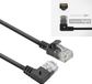 ACT Zwarte 0,15 meter U/UTP CAT6A LSZH slimline patchkabel met RJ45 connectoren, recht naar 90° haaks rechts DC2930