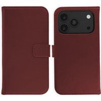 Selencia Echt Leren Bookcase voor de Apple iPhone 18 Pro / 17 Pro - Burgundy