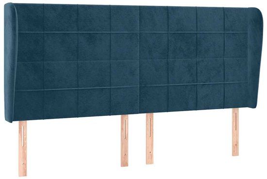 vidaXL Hoofdbord met randen 163x23x118/128 cm fluweel donkerblauw