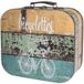HMF Valise en bois, petite boîte de rangement avec couvercle et poignée en cuir, rangement élégant comme idée cadeau pour mariage ou anniversaire | Décoration de vélo | 25 x 21,5 x 8,5 cm