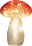 Annas Collection Lampe champignon en verre à LED sur batterie avec minuterie h21 cm blanc avec pois rouges