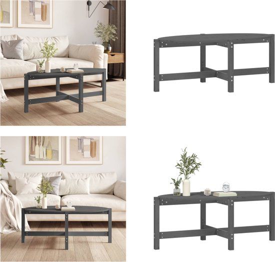 vidaXL Salontafel 118x63x45 cm massief grenenhout grijs